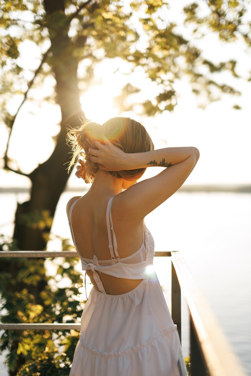 girl, model, lady, fashion, modeling, posing, smile, hair, face, dusk, sunset, nature, portrait